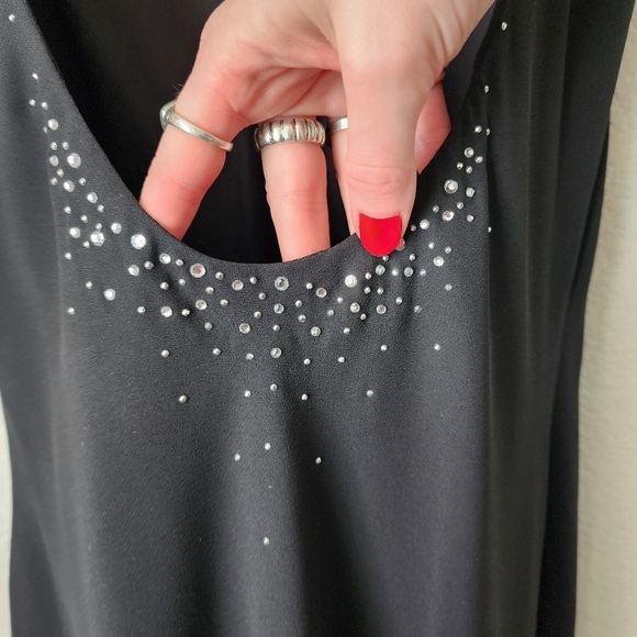 DAVE & JOHNNY x VINTAGE 90s prom dress black gem straps 11/12 - Picture 9 of 13